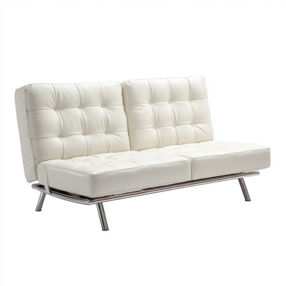 Divano due posti pelle sintetica Bianco moderno - 150x85x80 cm