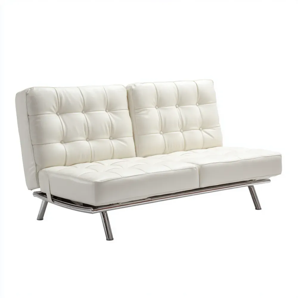 Divano due posti pelle sintetica Bianco moderno - 150x85x80 cm