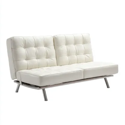 Divano due posti pelle sintetica Bianco moderno - 150x85x80 cm