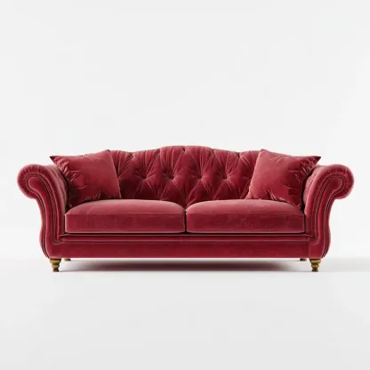 Divano due posti in velluto 180x95x85 cm – Rosso – Design Classico