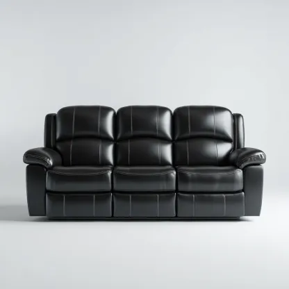 Divano in Pelle Sintetica a Tre Posti 210x95x100 cm - Nero - Design Moderno