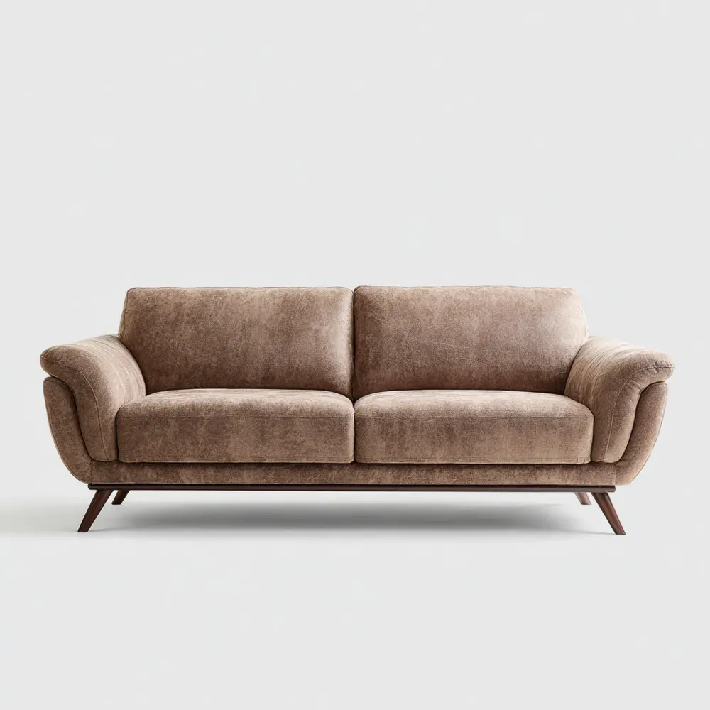 Divano due posti in tessuto 190x85x90 cm - Marrone - Design contemporaneo