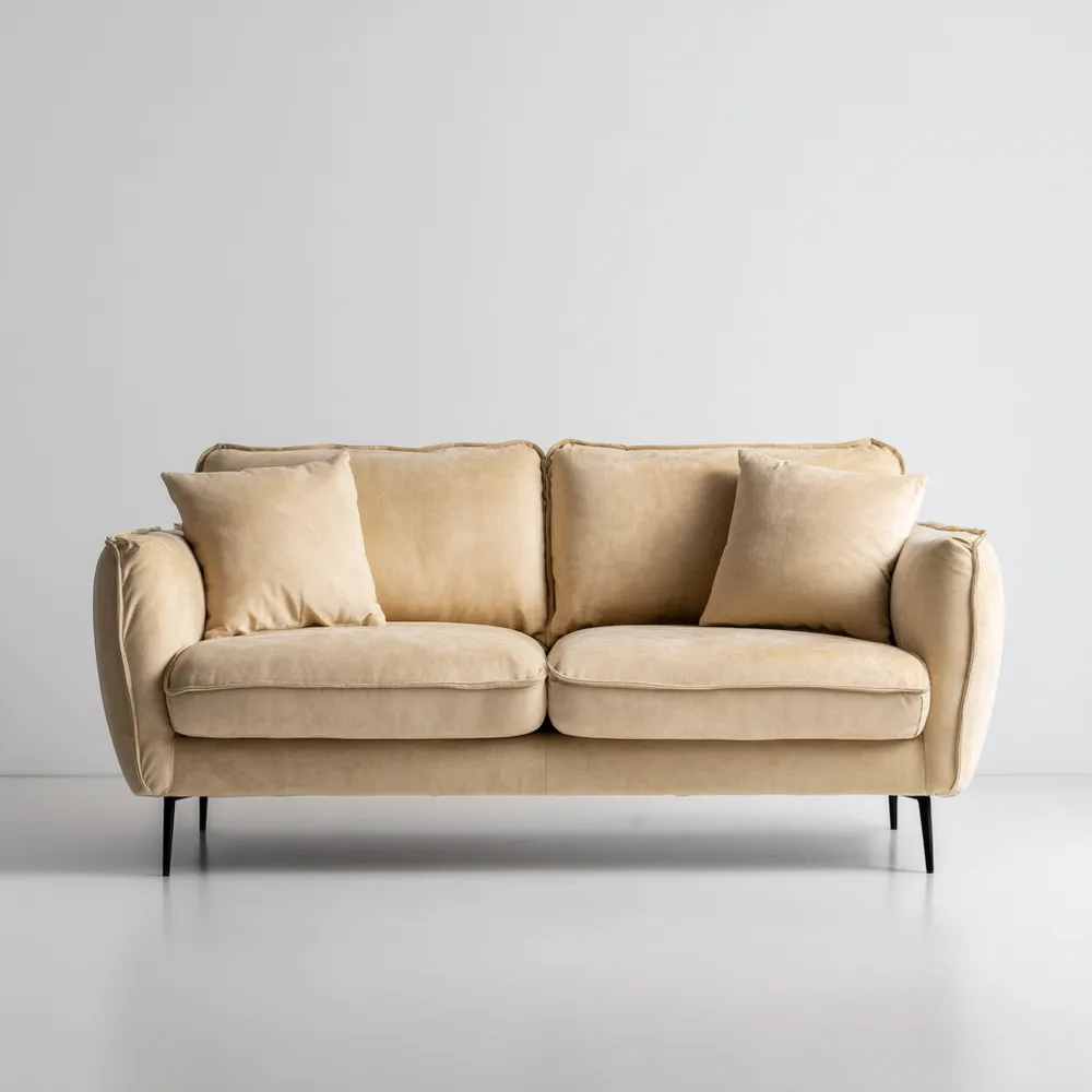 Divano due posti in velluto 140x85x90 cm Beige - Design contemporaneo