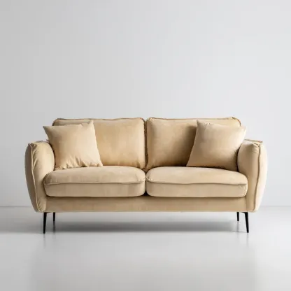 Divano due posti in velluto 140x85x90 cm Beige - Design contemporaneo