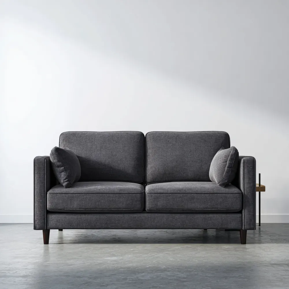 Divano due posti tessuto 140x85x75 cm - Grigio scuro - Design moderno