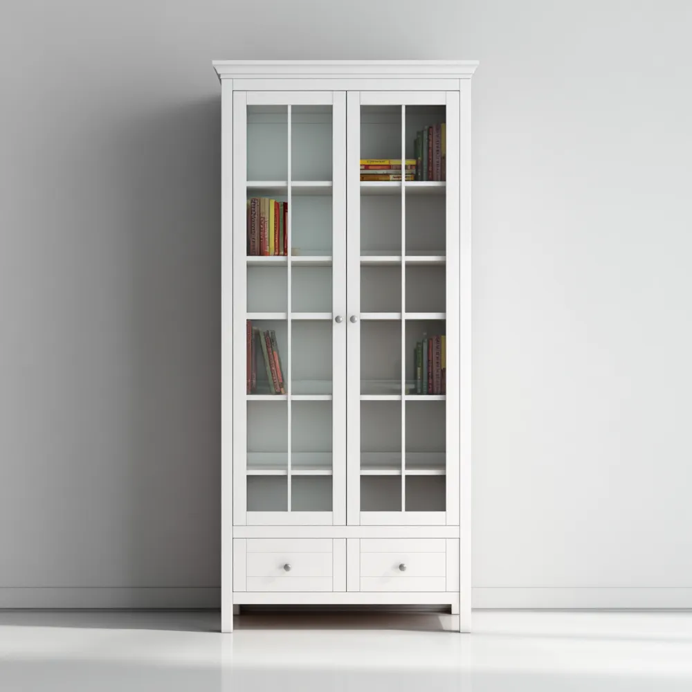 Armadio Vetrina Legno 80x40x200 cm – Bianco – Stile Moderno