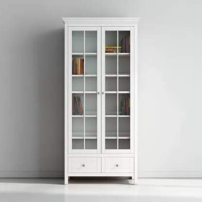 Armadio Vetrina Legno 80x40x200 cm – Bianco – Stile Moderno