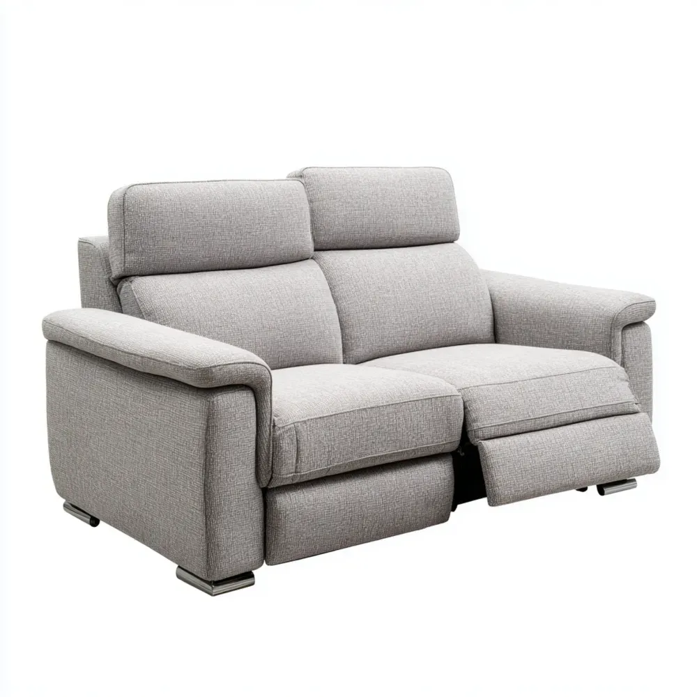 Divano a due posti reclinabile in tessuto 150x90x85 cm - Grigio Chiaro