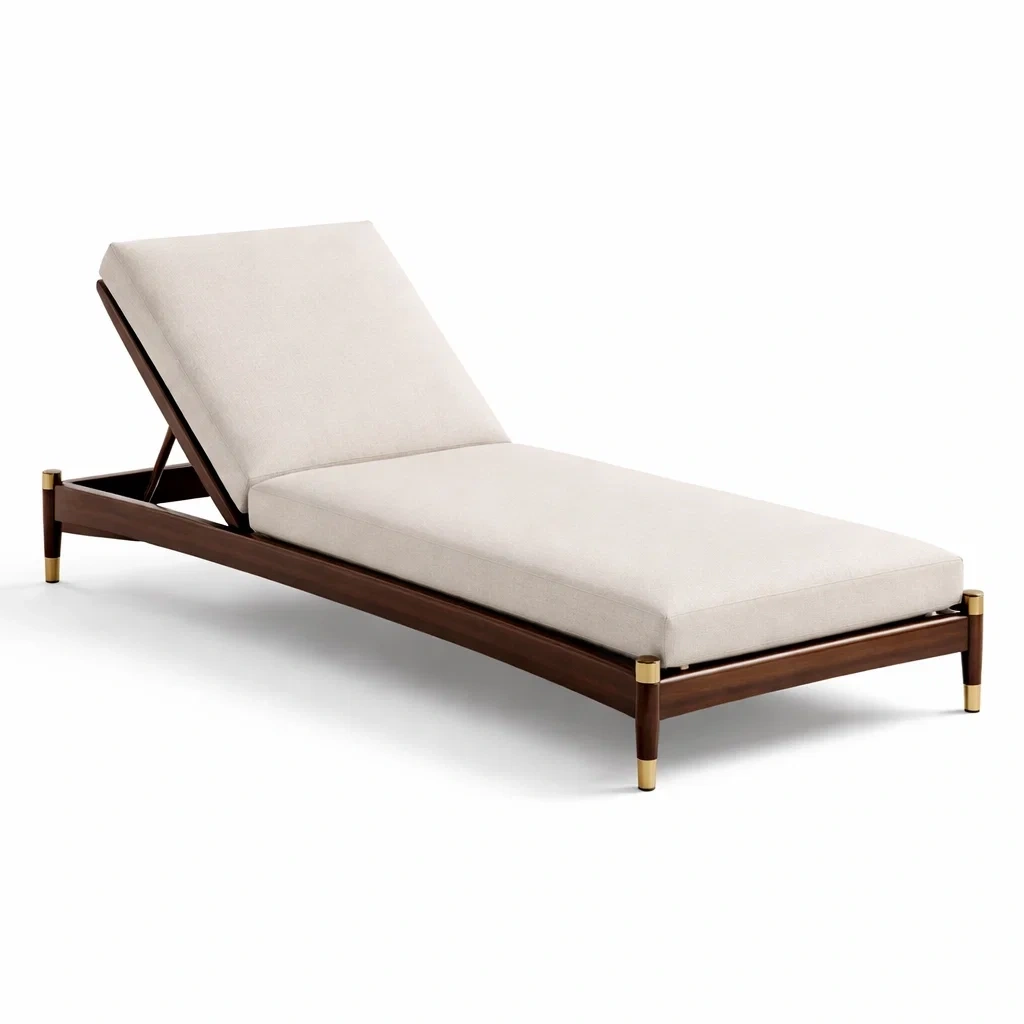 Sdraio prendisole in legno con rivestimento color crema-PLUSHCRAFTSPACE