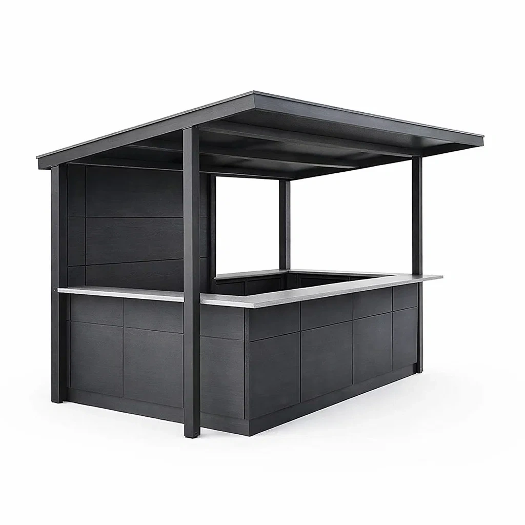 Padiglione bar in metallo nero 300x200x250 cm-PLUSHCRAFTSPACE