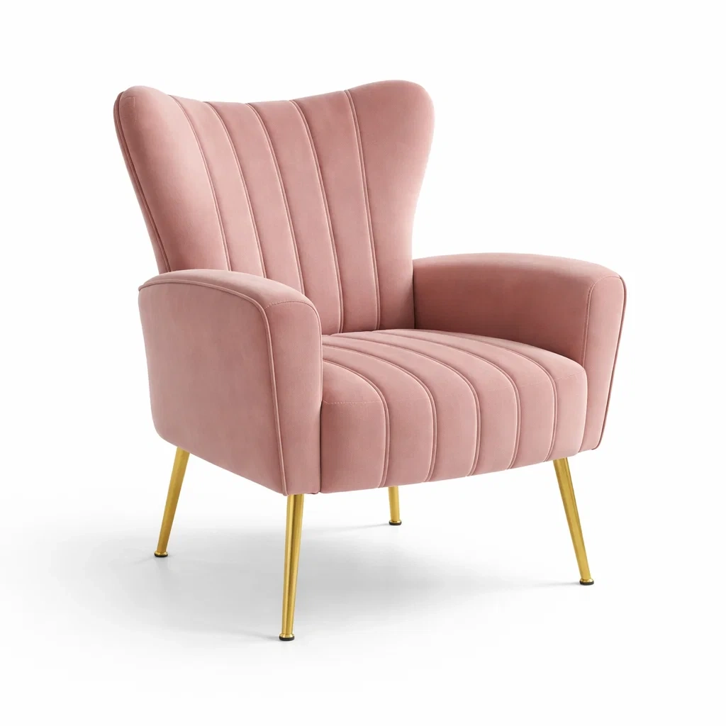 Poltrona in velluto con gambe in metallo oro-PLUSHCRAFTSPACE