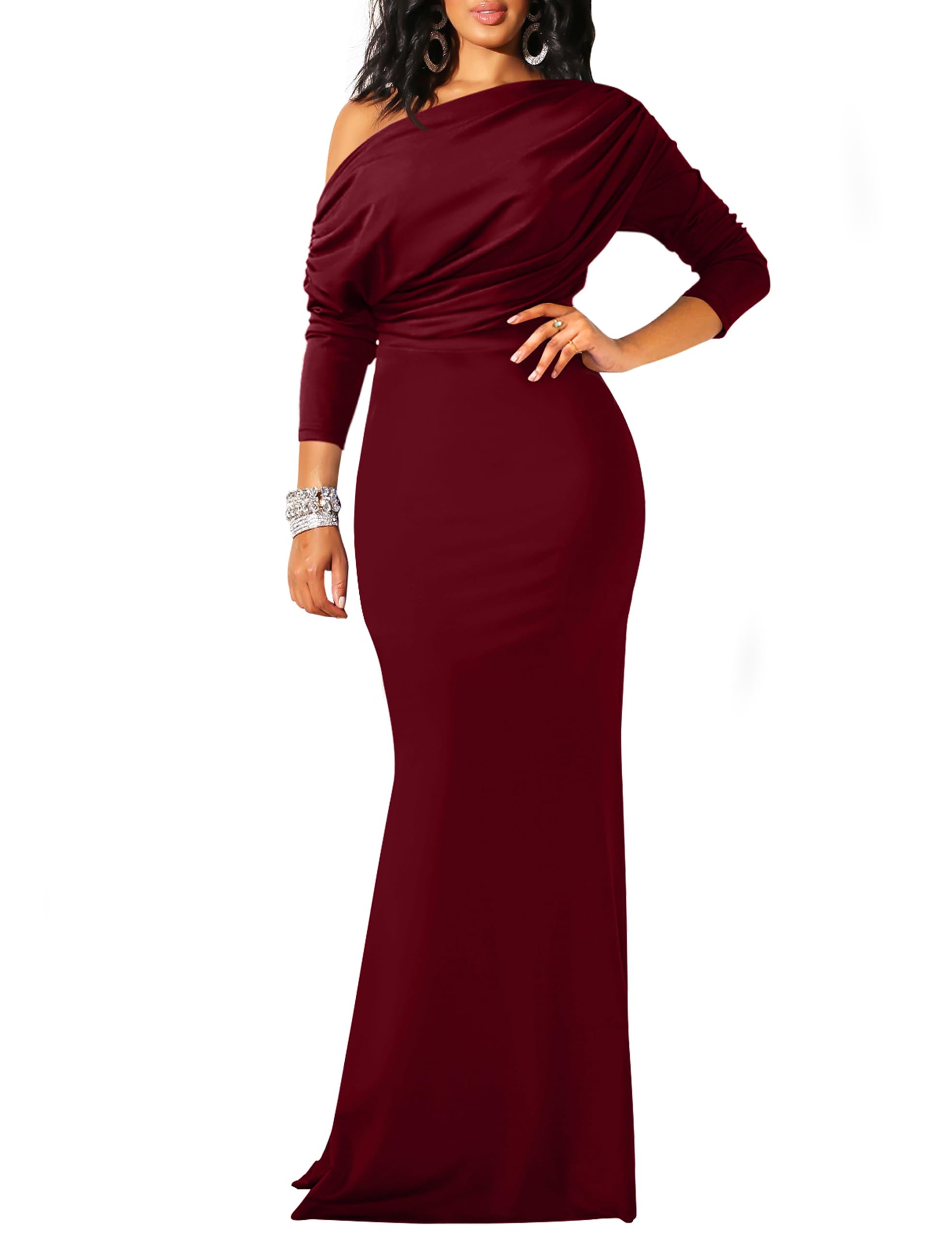 2025 Women's Elegant Sleeveless Off Shoulder Bodycon Long Formal Party Evening Dress