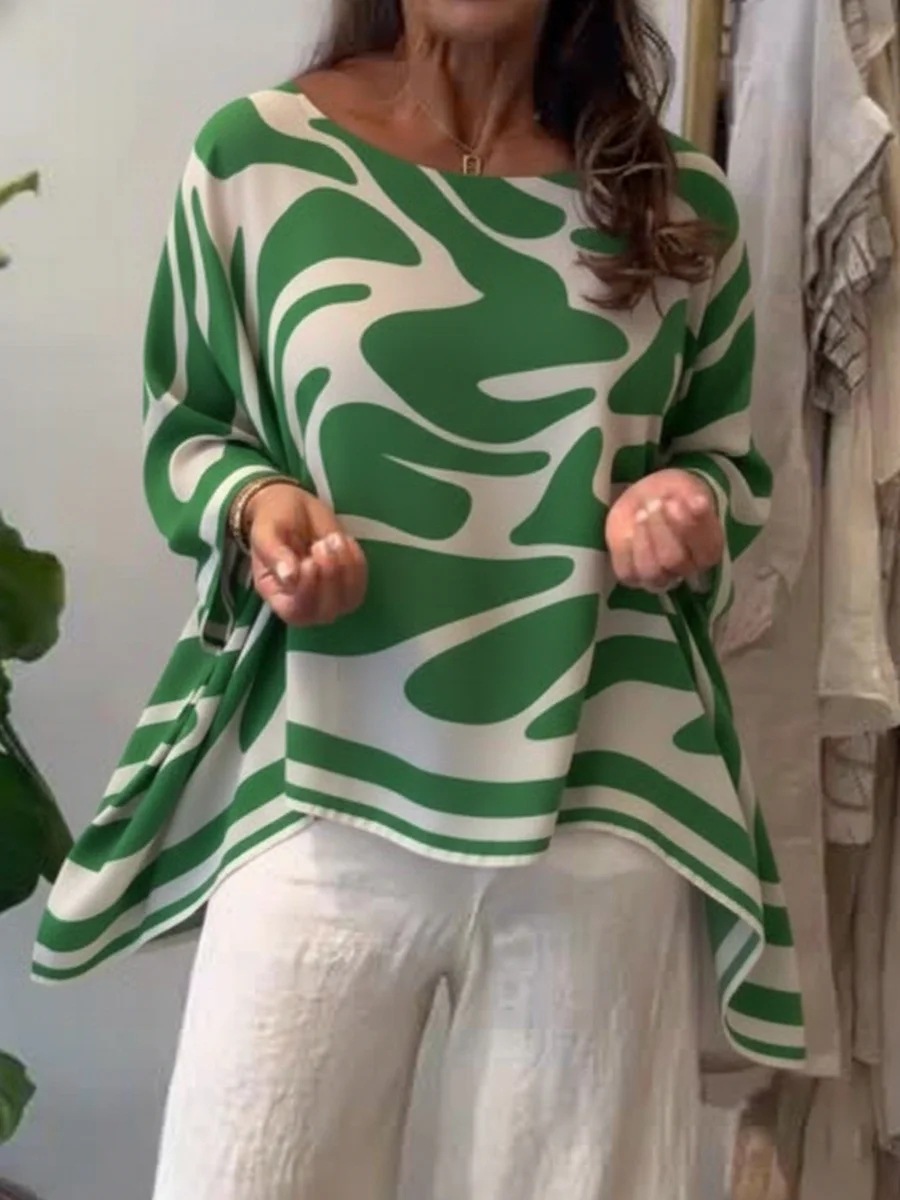 Loose-fitting Casual Printed Chiffon Top