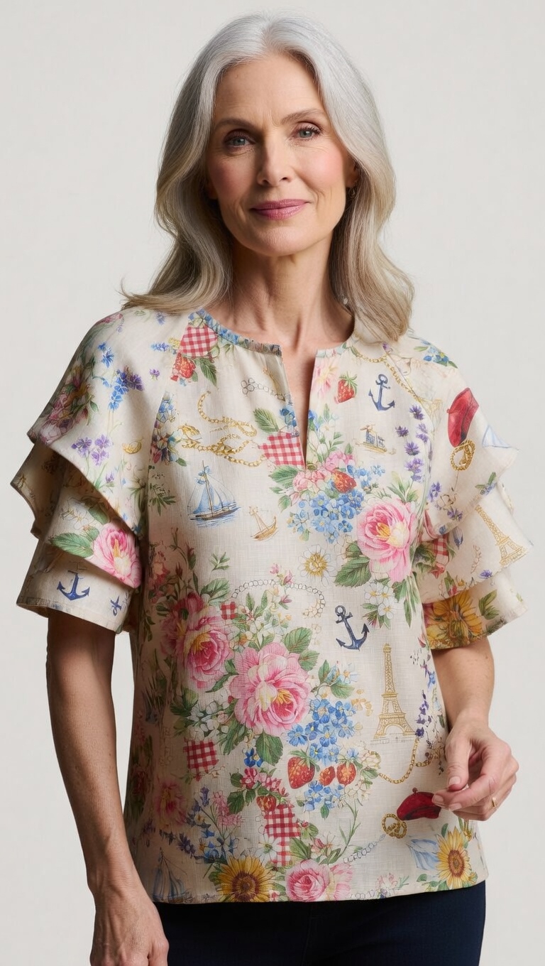 Timeless Linen Ruffle Blouse