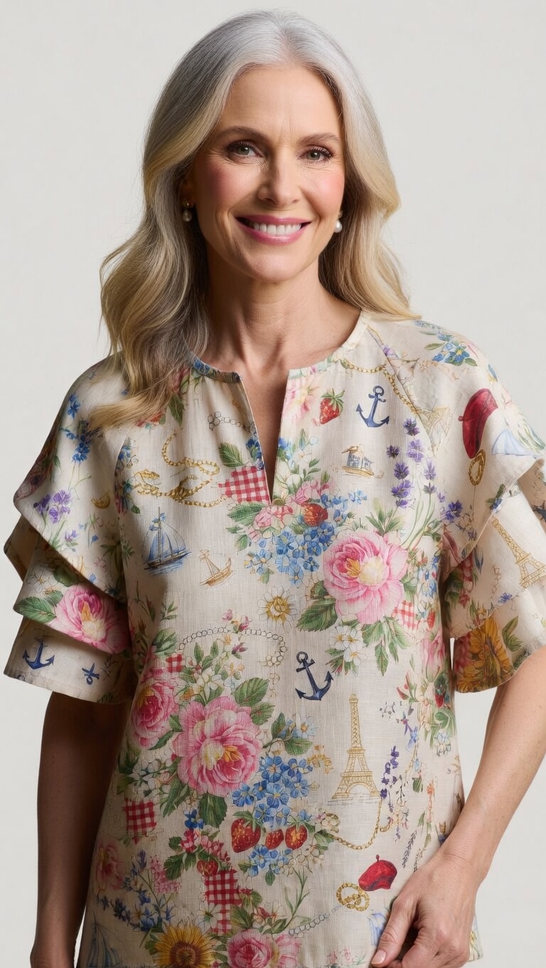 Timeless Linen Ruffle Blouse