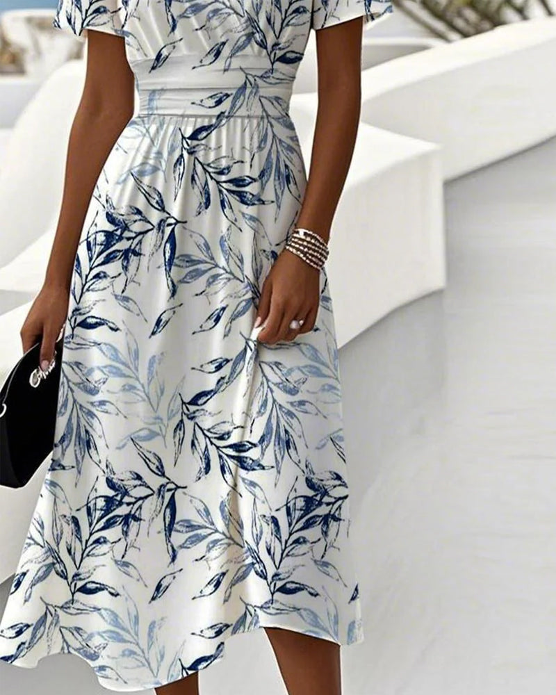 Elegant Botanical-Print Dress