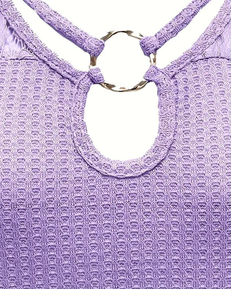 Lace Panel Knitted T-Shirt