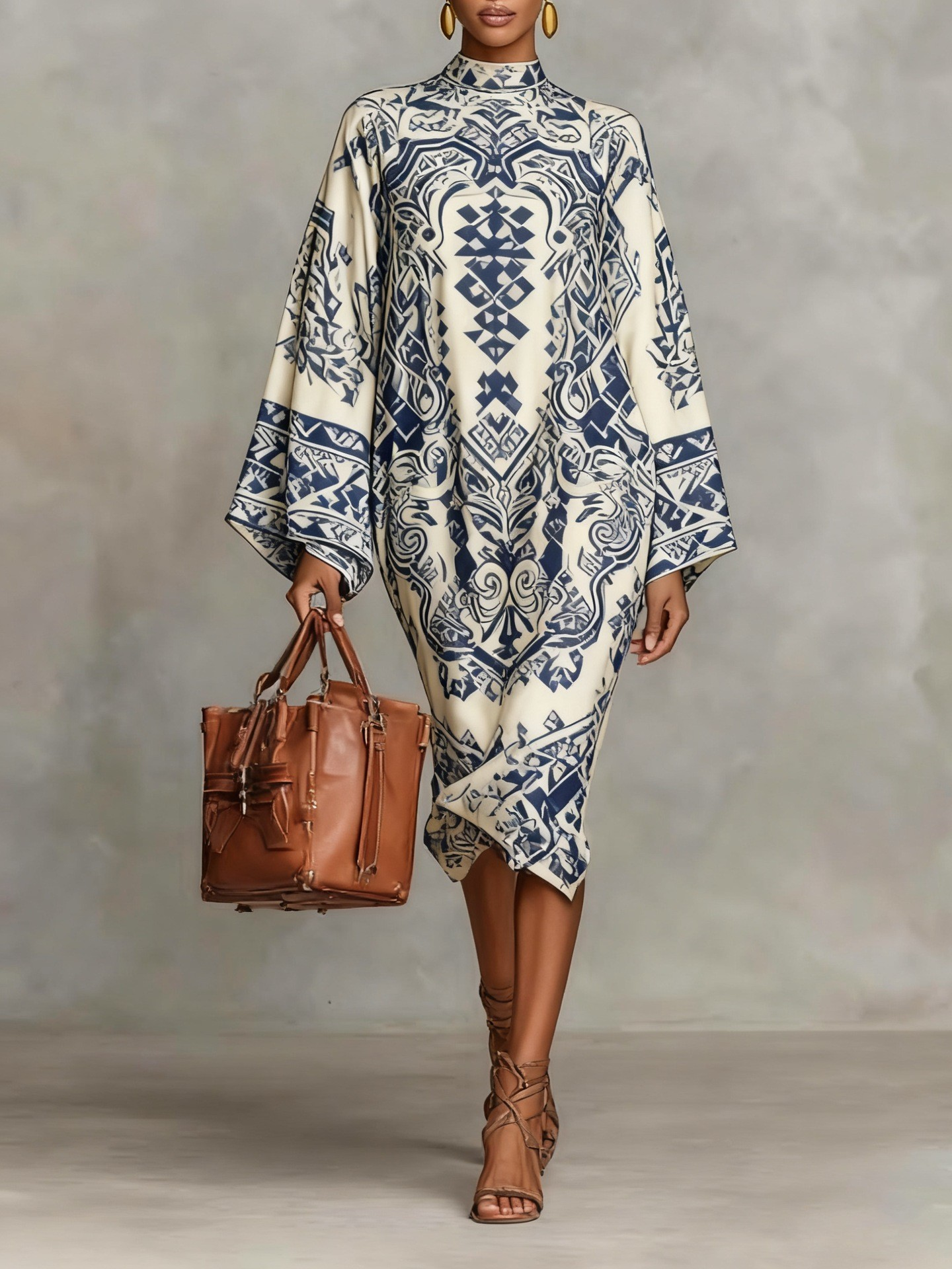 Plus Size Urban Paisley Printing Midi Dress