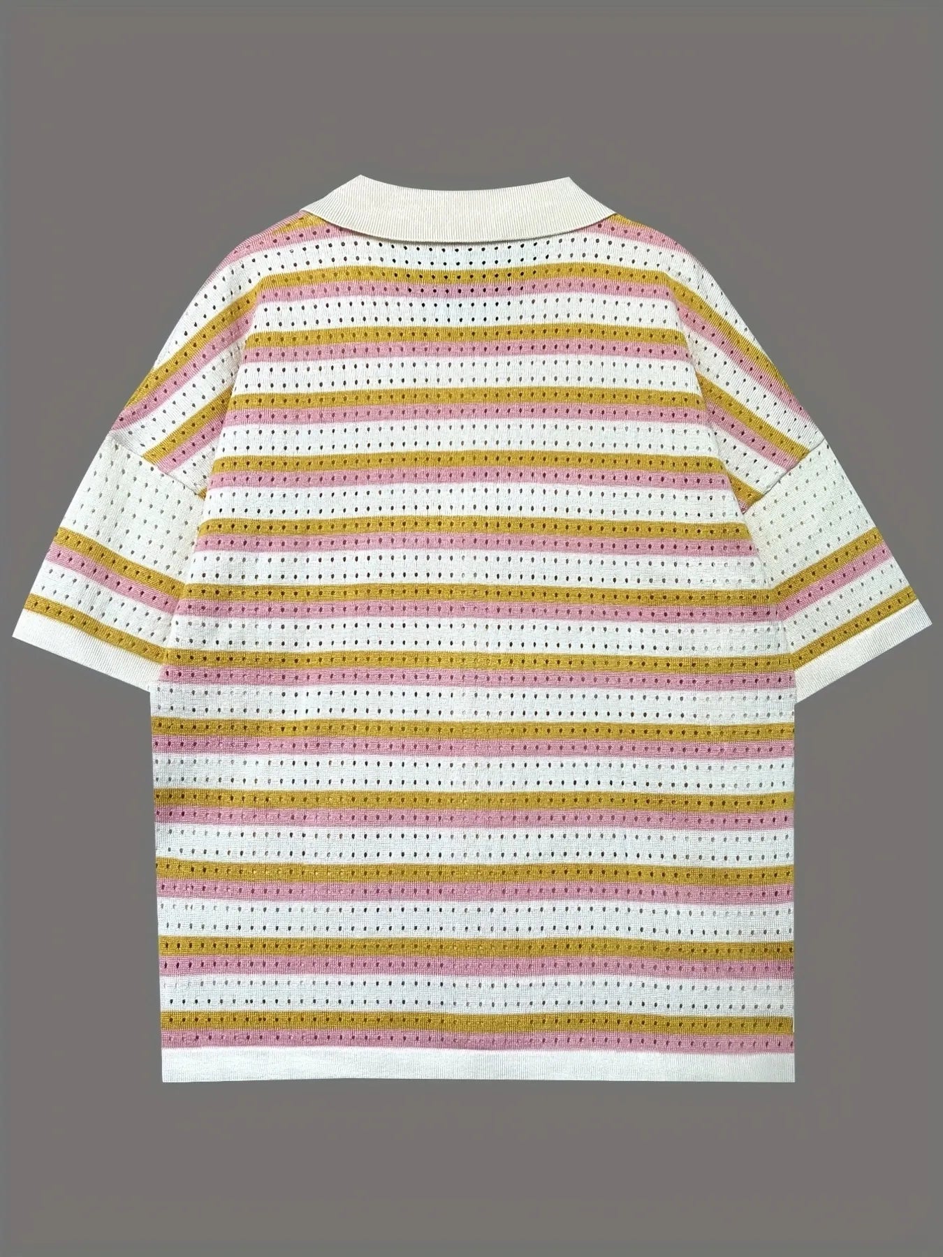 Colorful Striped Button Up Top and Shorts Sweater Set