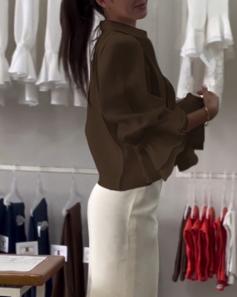 Aumora Puff Sleeve Ruffle Shirt