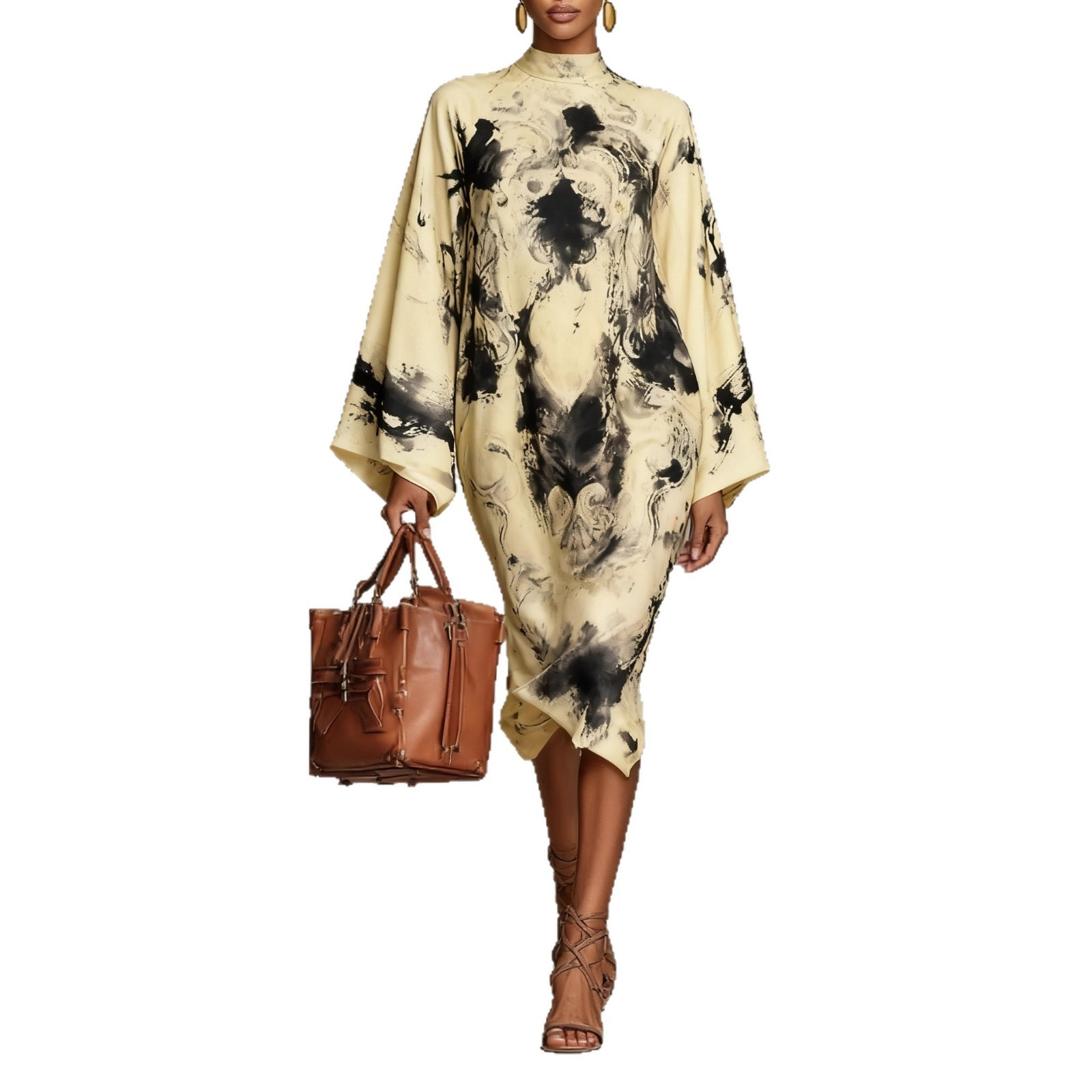 Plus Size Urban Paisley Printing Midi Dress