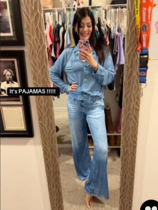 Denim Dreams Pajama Set – Cozy Fit, Soft Denim-Look Loungewear for All Night Comfort