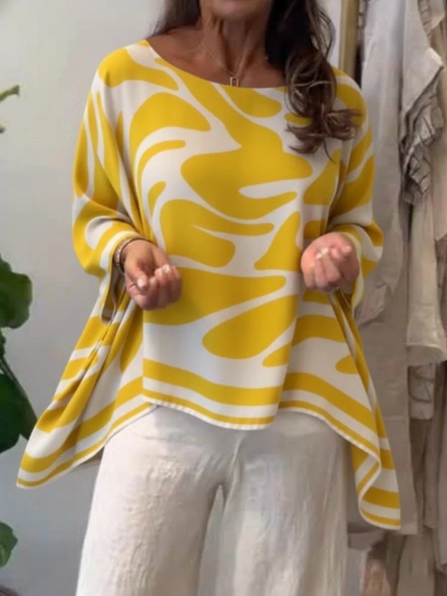 Loose-fitting Casual Printed Chiffon Top