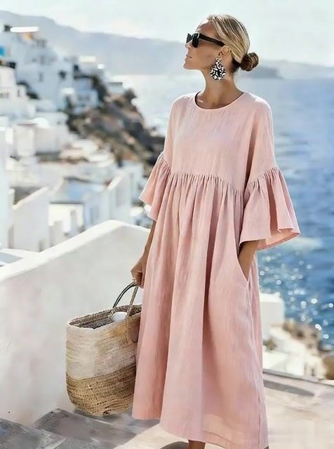 Women'S Casual Solid Color  Dress