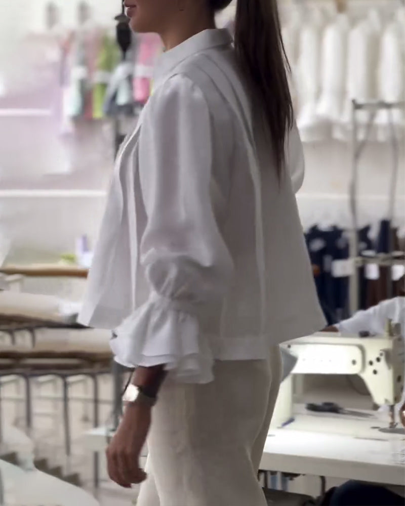 Aumora Puff Sleeve Ruffle Shirt