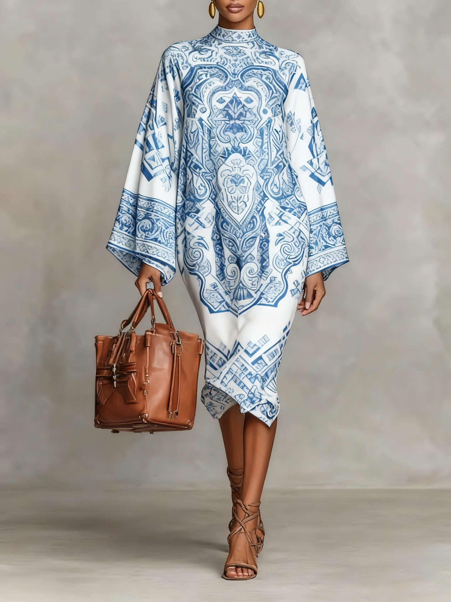 Plus Size Urban Paisley Printing Midi Dress