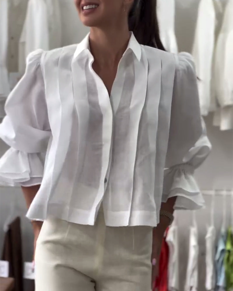 Aumora Puff Sleeve Ruffle Shirt