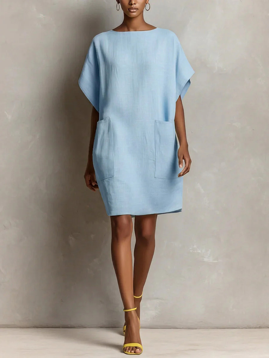 Effortless Linen-Blend Shift Dress 