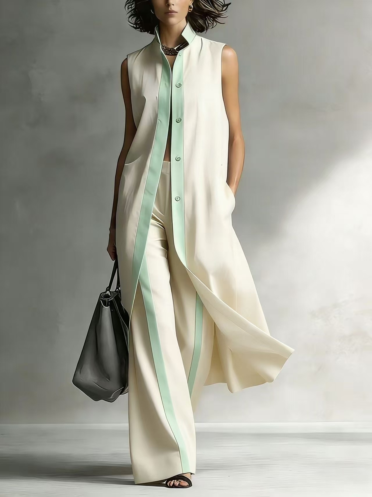 Solid A-Line Midi Dress | Crew Neck Short Sleeve Casual Summer Dress