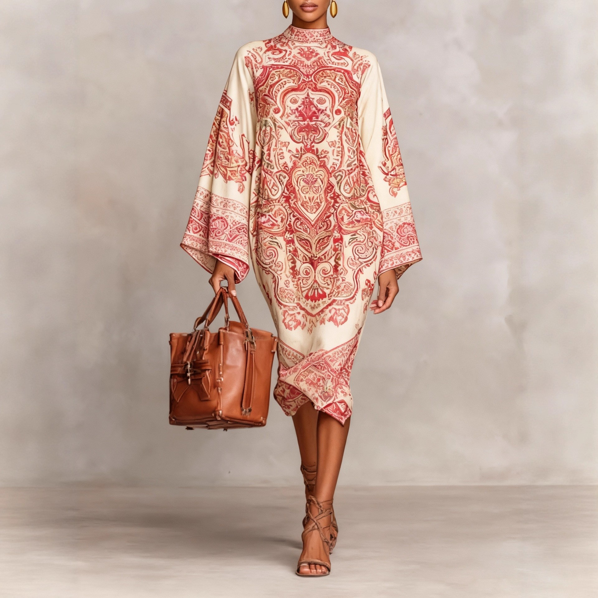 Plus Size Urban Paisley Printing Midi Dress