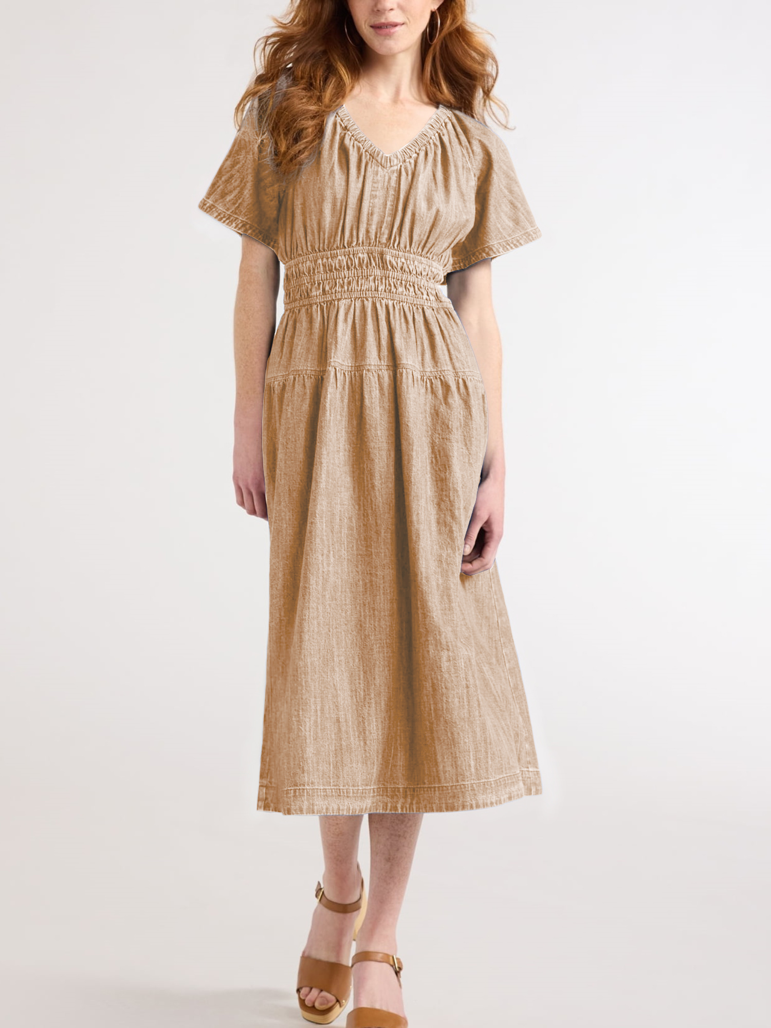 Hot Sale Women's Lightweight Denim Tiered Midi Dress (Buy 2 Free Shipping)