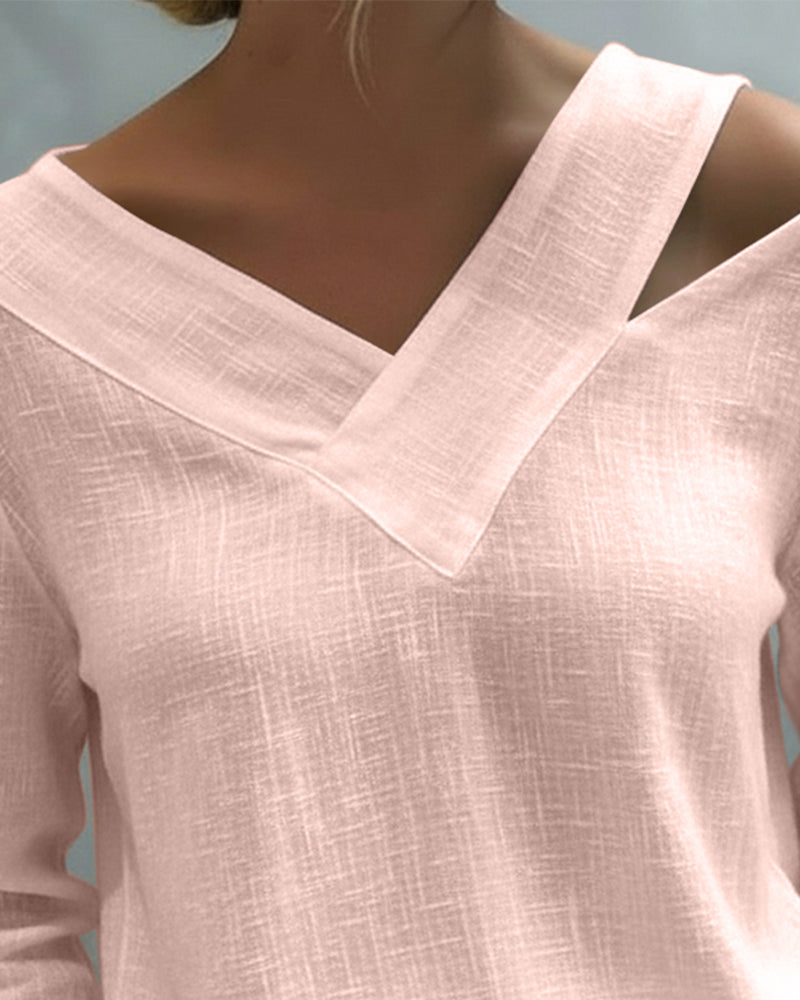 Stylish V-Neck Off-The-Shoulder Top