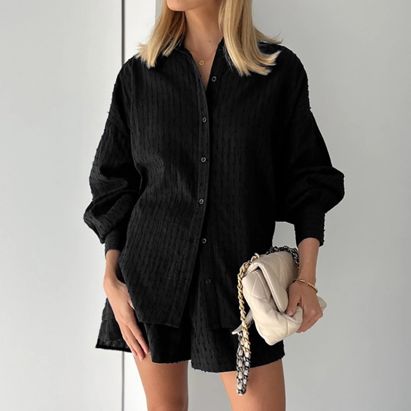 Summer Women Shorts Sets Shirt Shorts Suit 2 Piece Set Sleeve Outfits Homewear