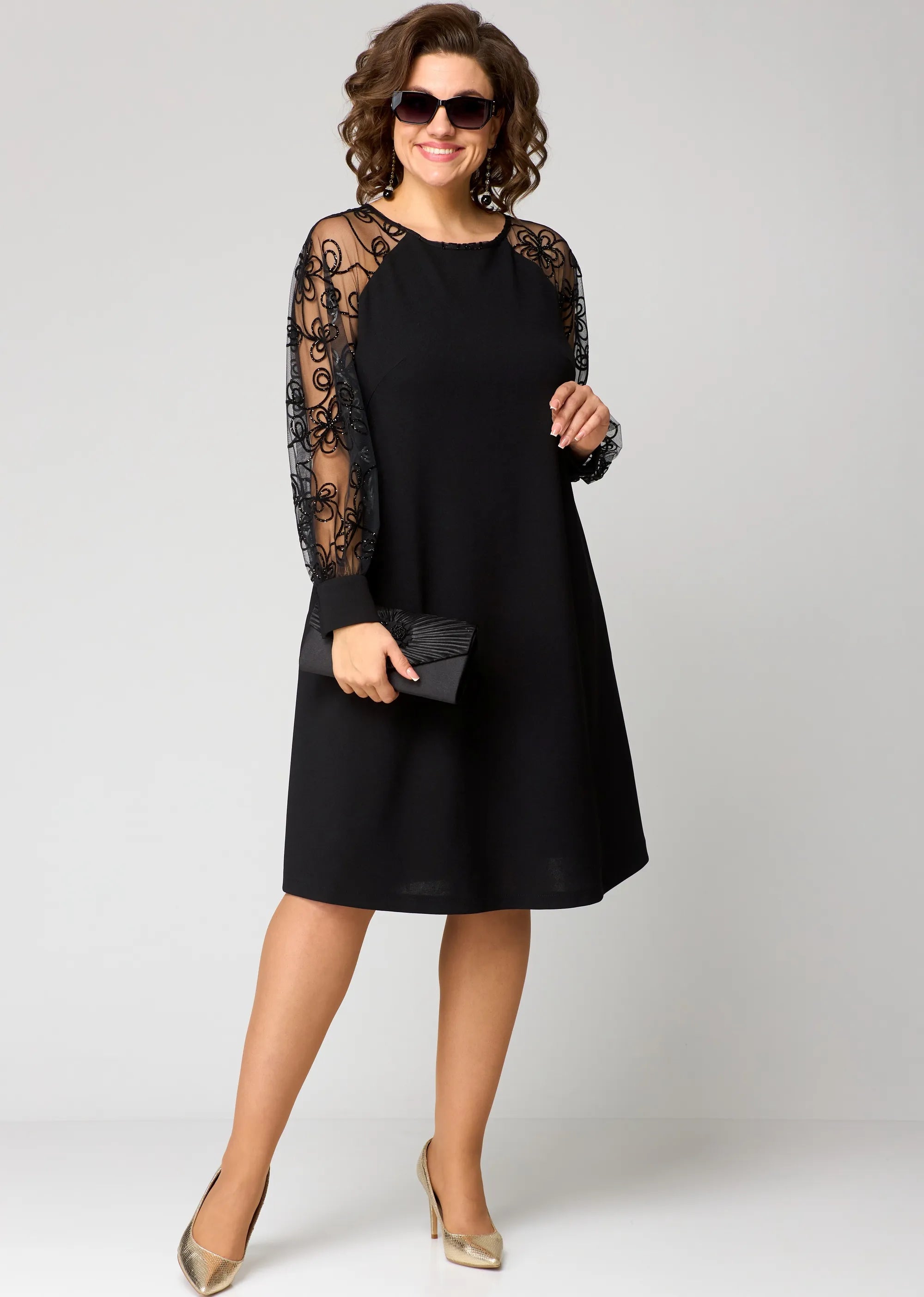 Black Elegant Lace Mini Dress