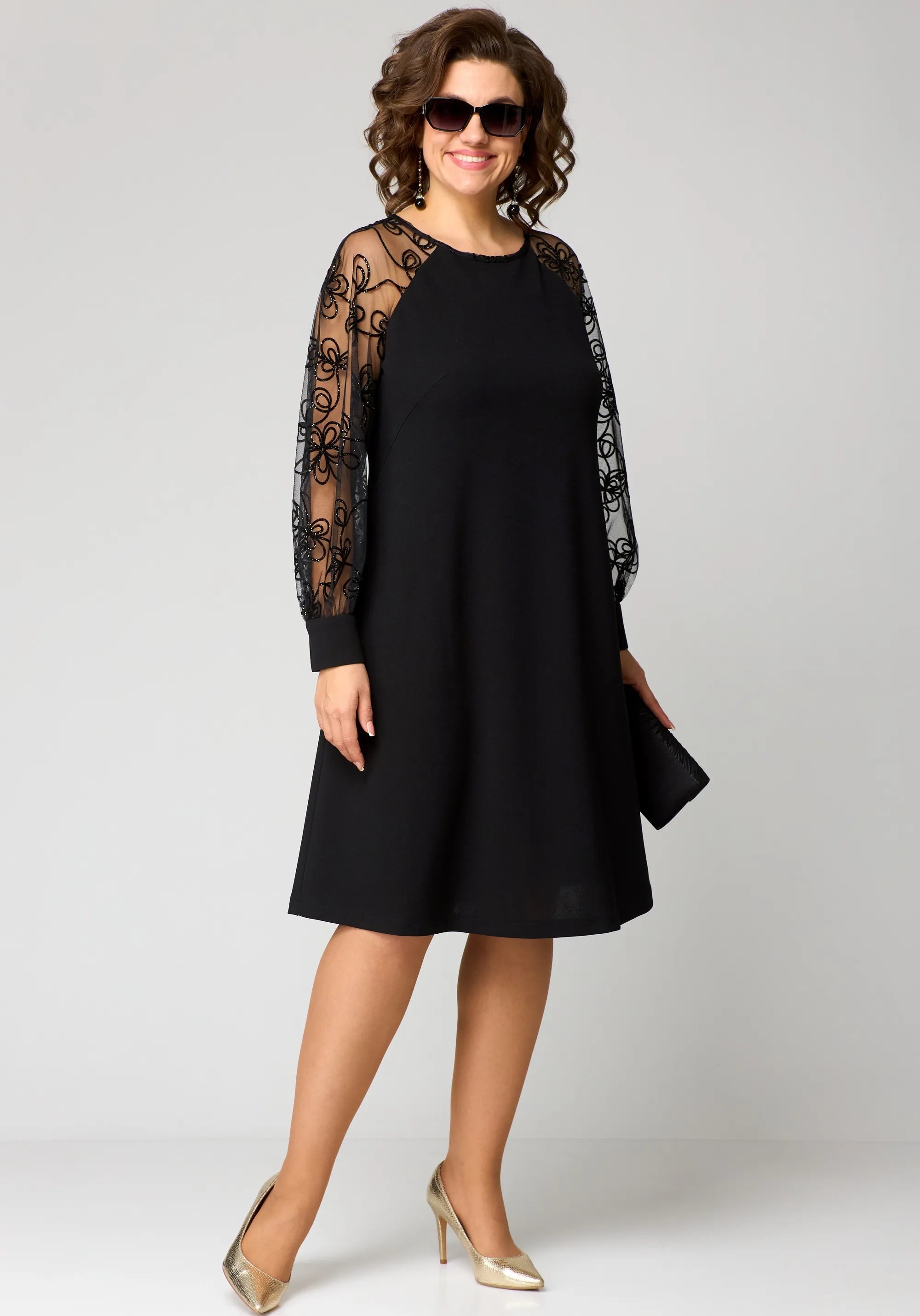 Black Elegant Lace Mini Dress