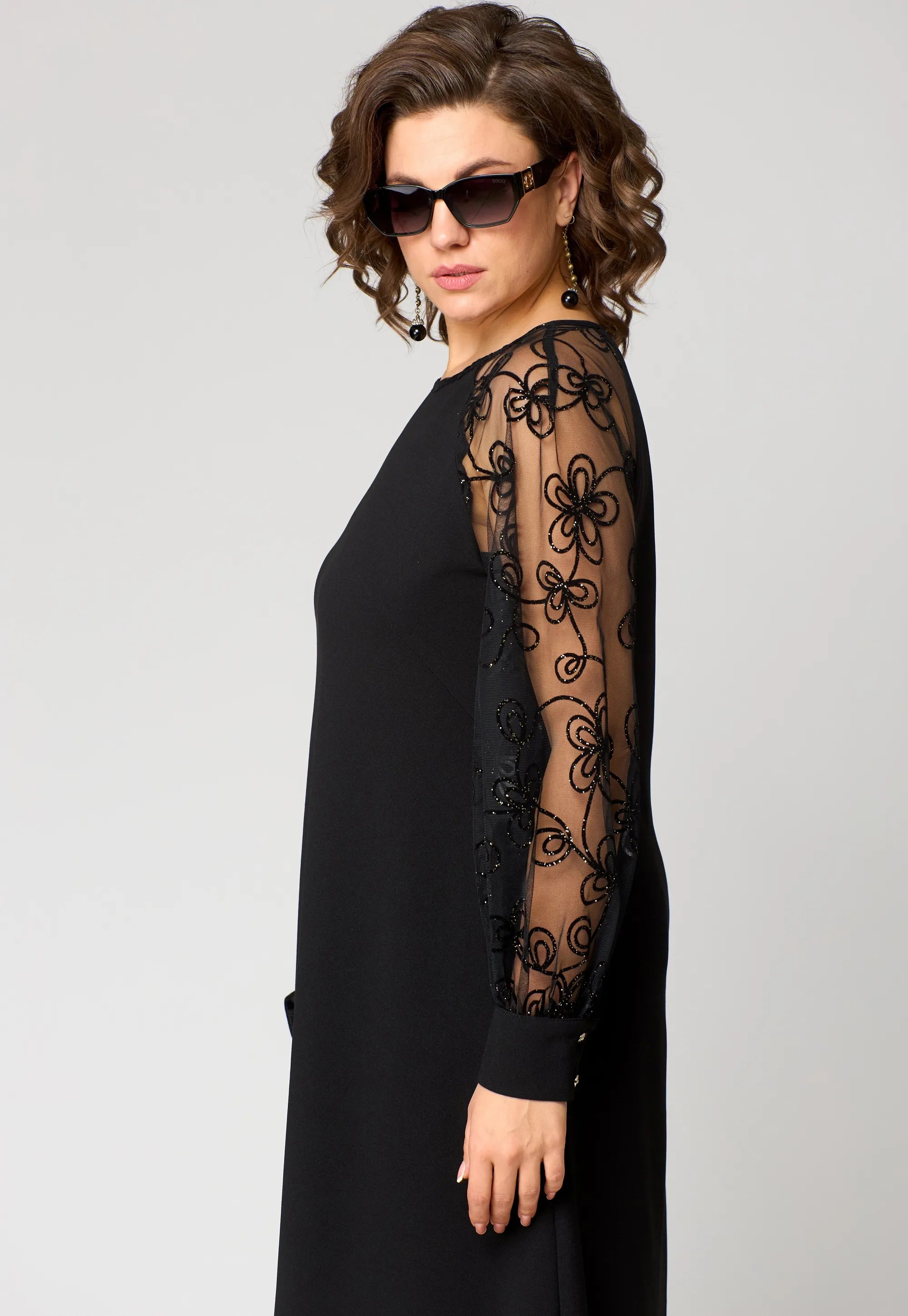 Black Elegant Lace Mini Dress