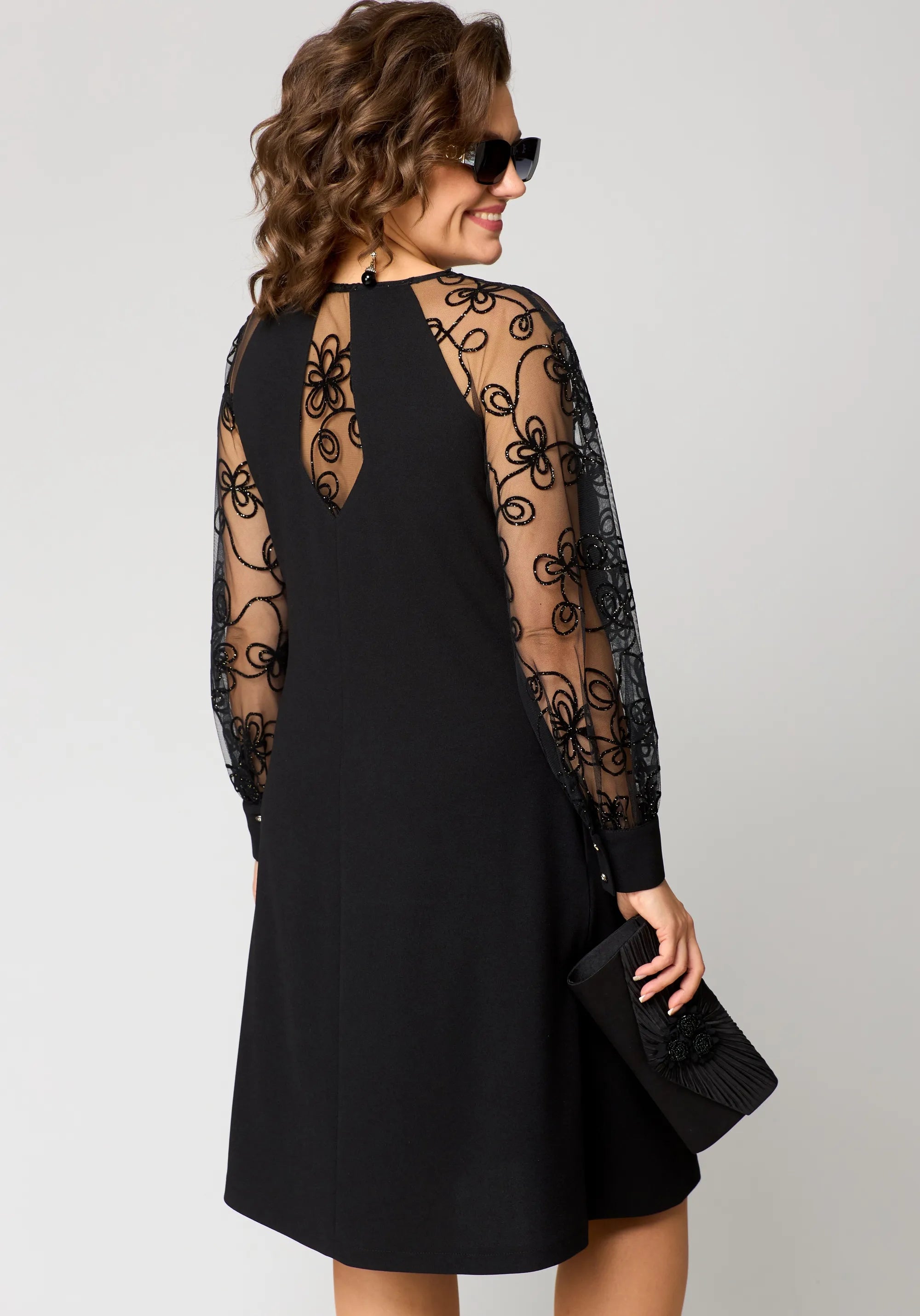 Black Elegant Lace Mini Dress