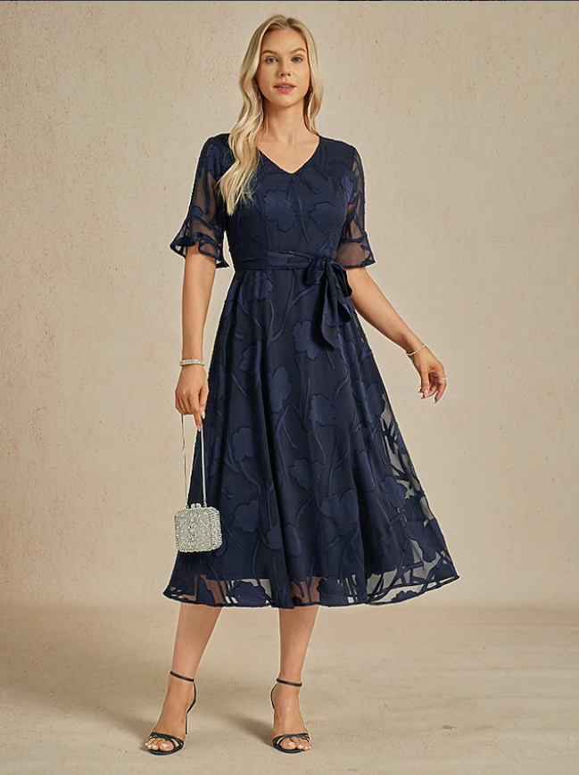 Women's Maxi Dress Cocktail Dress Wedding Guest Dress Semi Formal Dress A Line Dress Elegant Work Birthday Flutter Sleeve Wedding Guest Cocktail Party Formal Evening Regular Fit Solid Color Plain