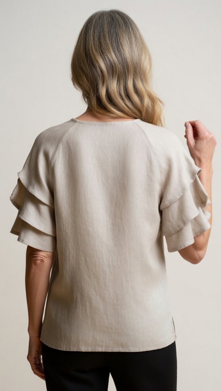 Timeless Linen Ruffle Blouse