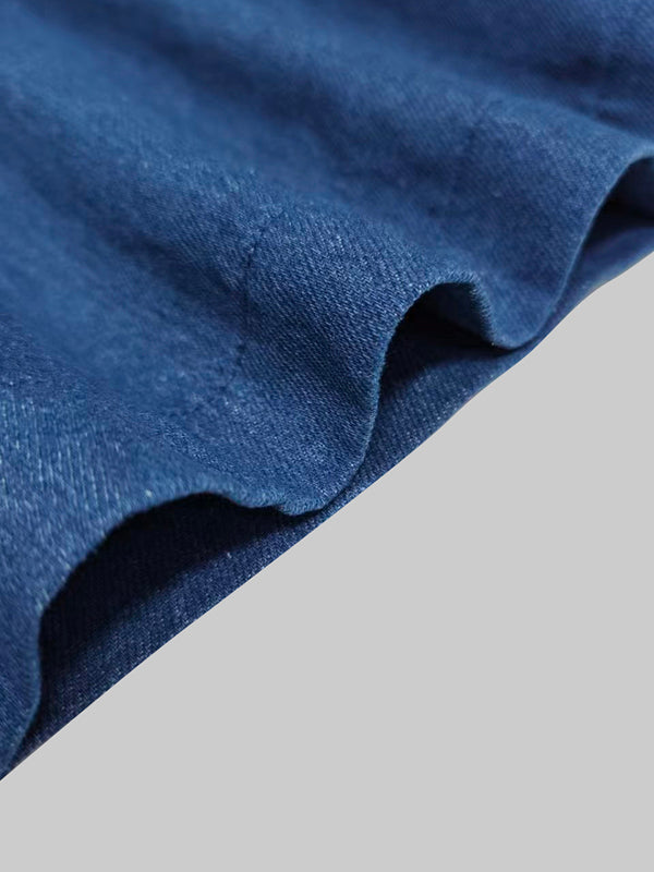 Loose Wide Leg Pleated Pockets Solid Color Jean Pants Bottoms Trousers