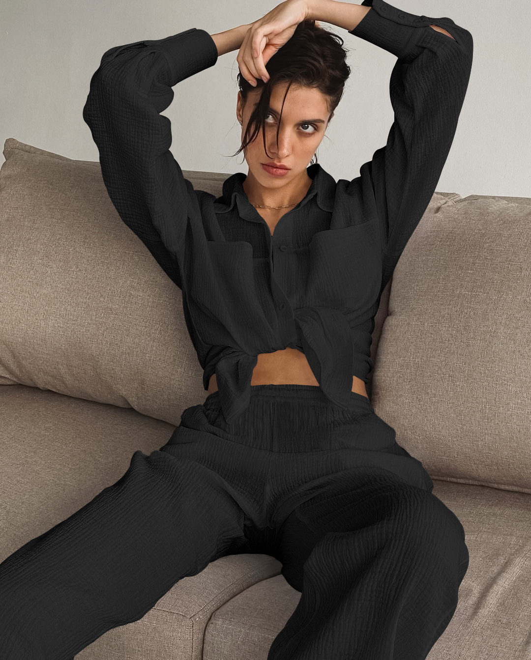 Minimalist Cotton Two Piece Pants Set