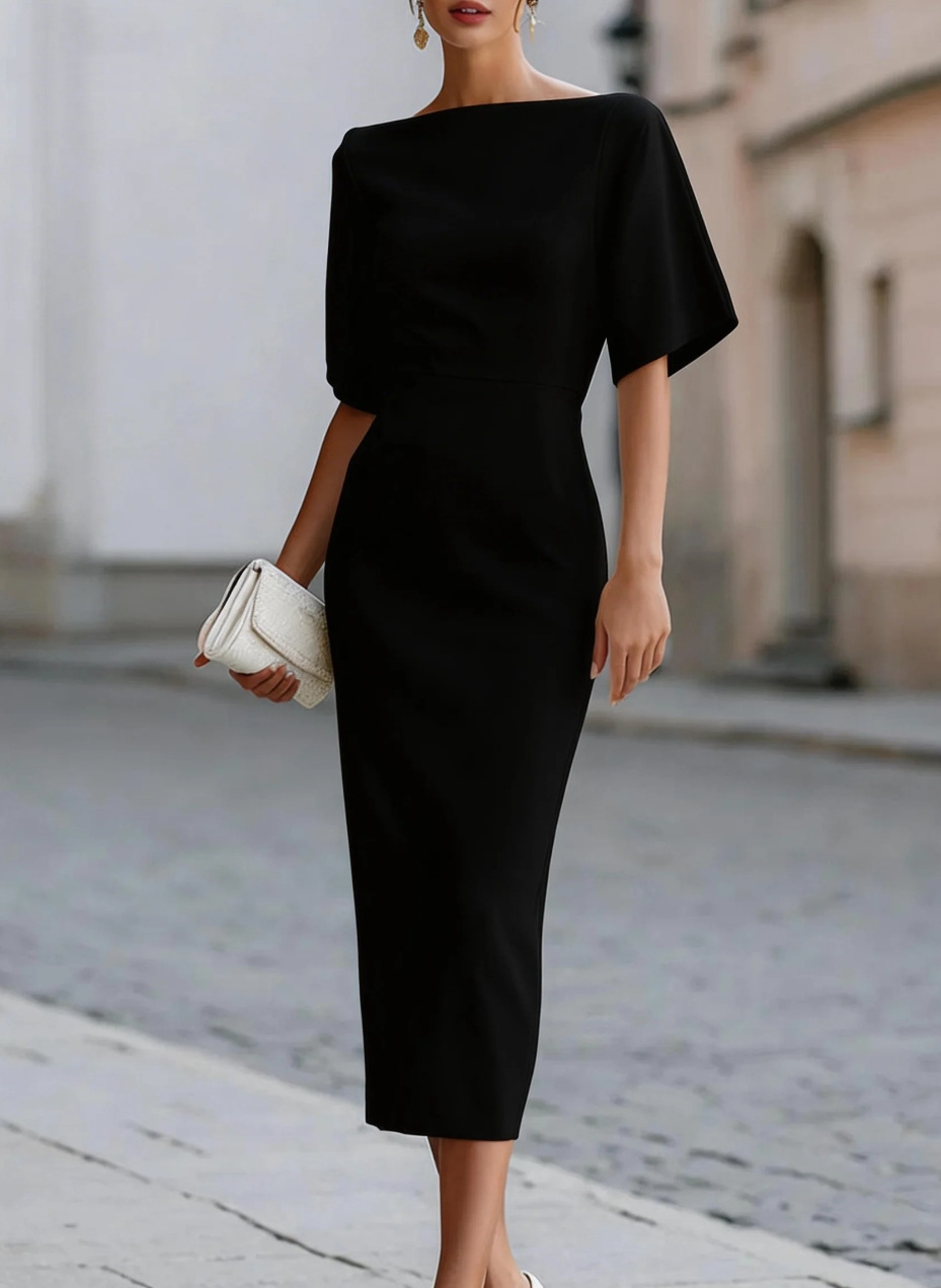 2026 Independent Station Wish Amazon Elegant Waist Slimming Mid-Length Dress For Women