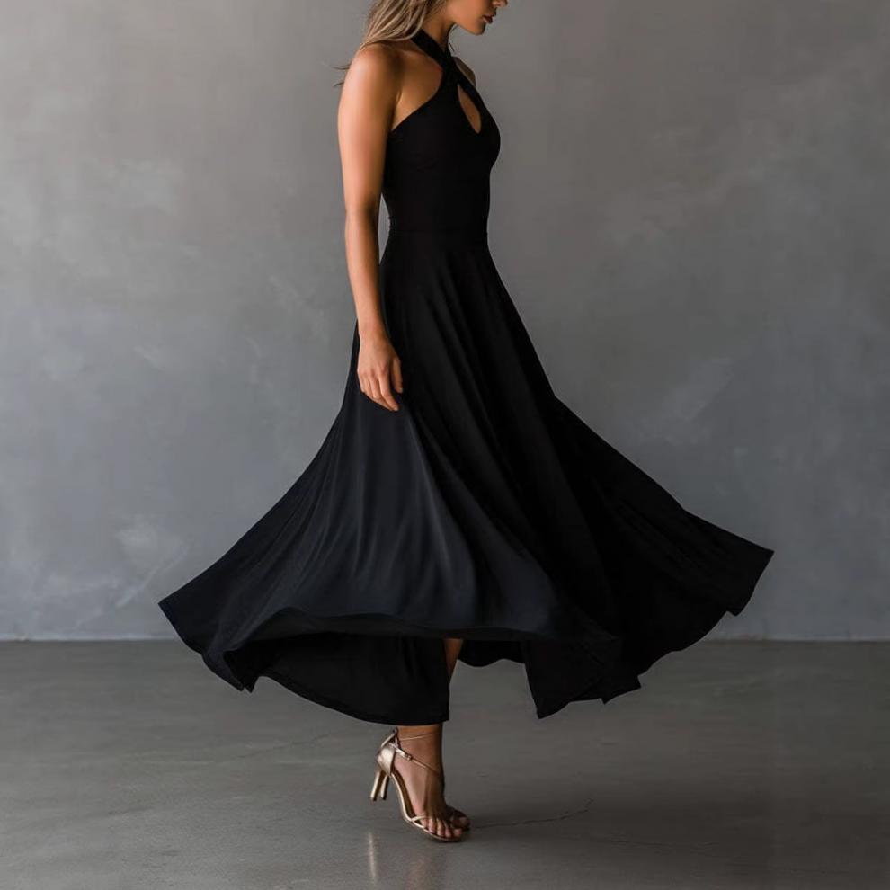🌟 Halter Neck Sleeveless Midi Dress