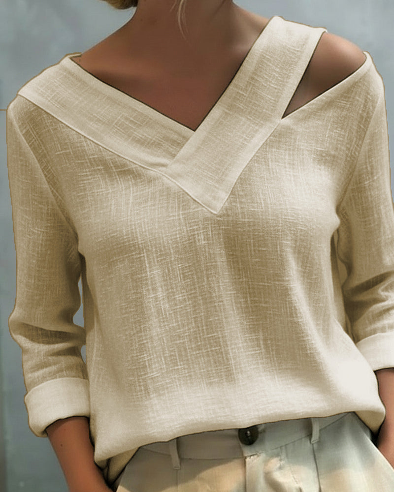 Stylish V-Neck Off-The-Shoulder Top