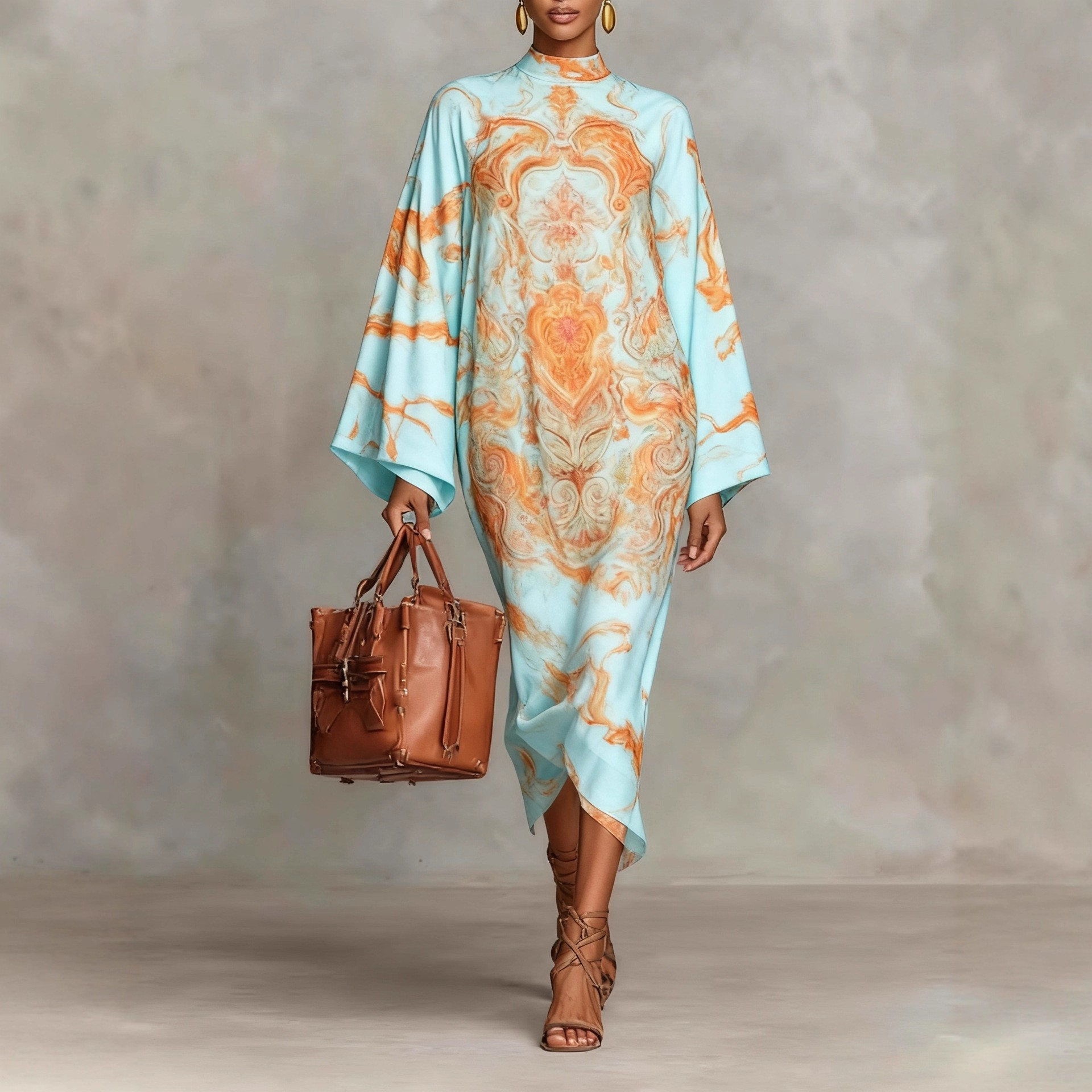 Plus Size Urban Paisley Printing Midi Dress