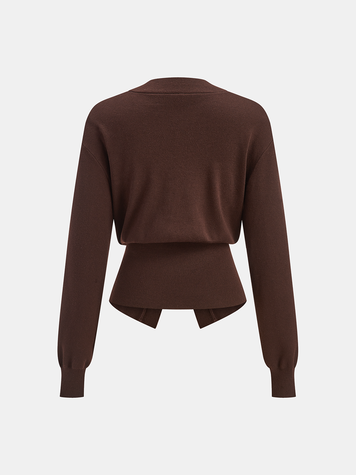 Metal Detail V-Neck Wool Blend Sweater
